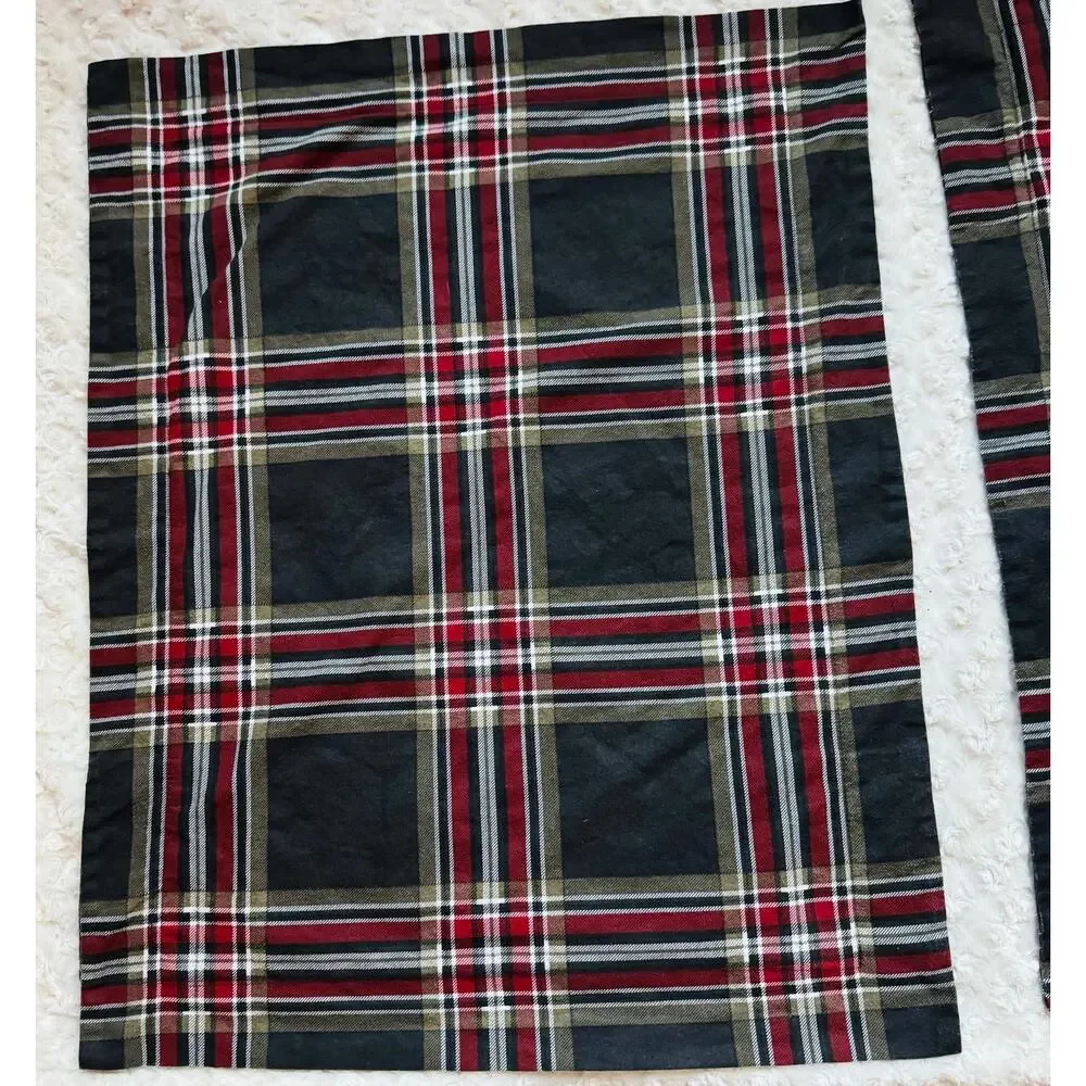 Tribeca Living Heritage Brown Plaid Cotton Flannel Standard Shams Set of 2 NEW